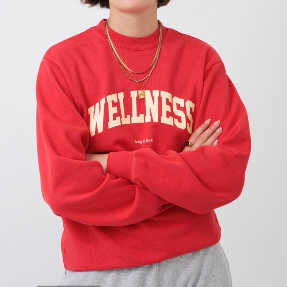 Sporty & Rich red-orange wellness sweater XS